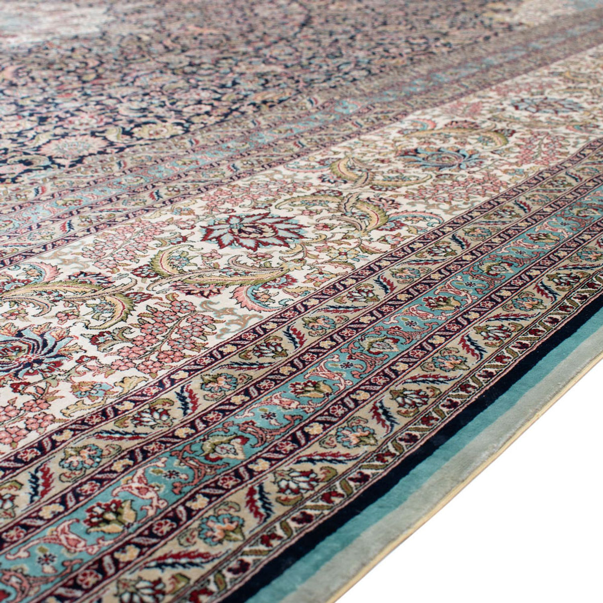 Zijden tapijt - China zijde - Koninklijke - 552 x 370 cm - donkerblauw