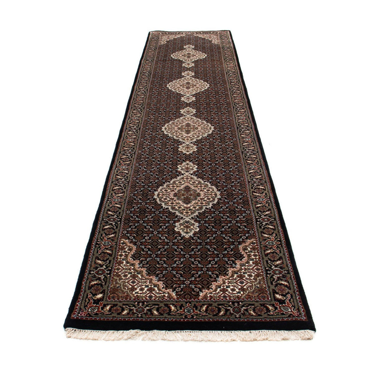 Loper Perzisch tapijt - Tabriz - 393 x 83 cm - donkerblauw