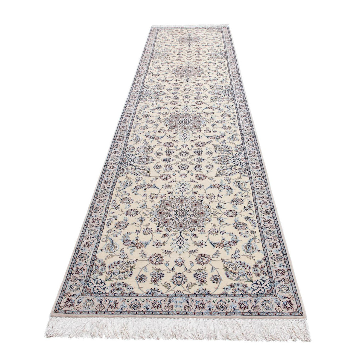 Loper Perzisch tapijt - Nain - 446 x 100 cm - beige