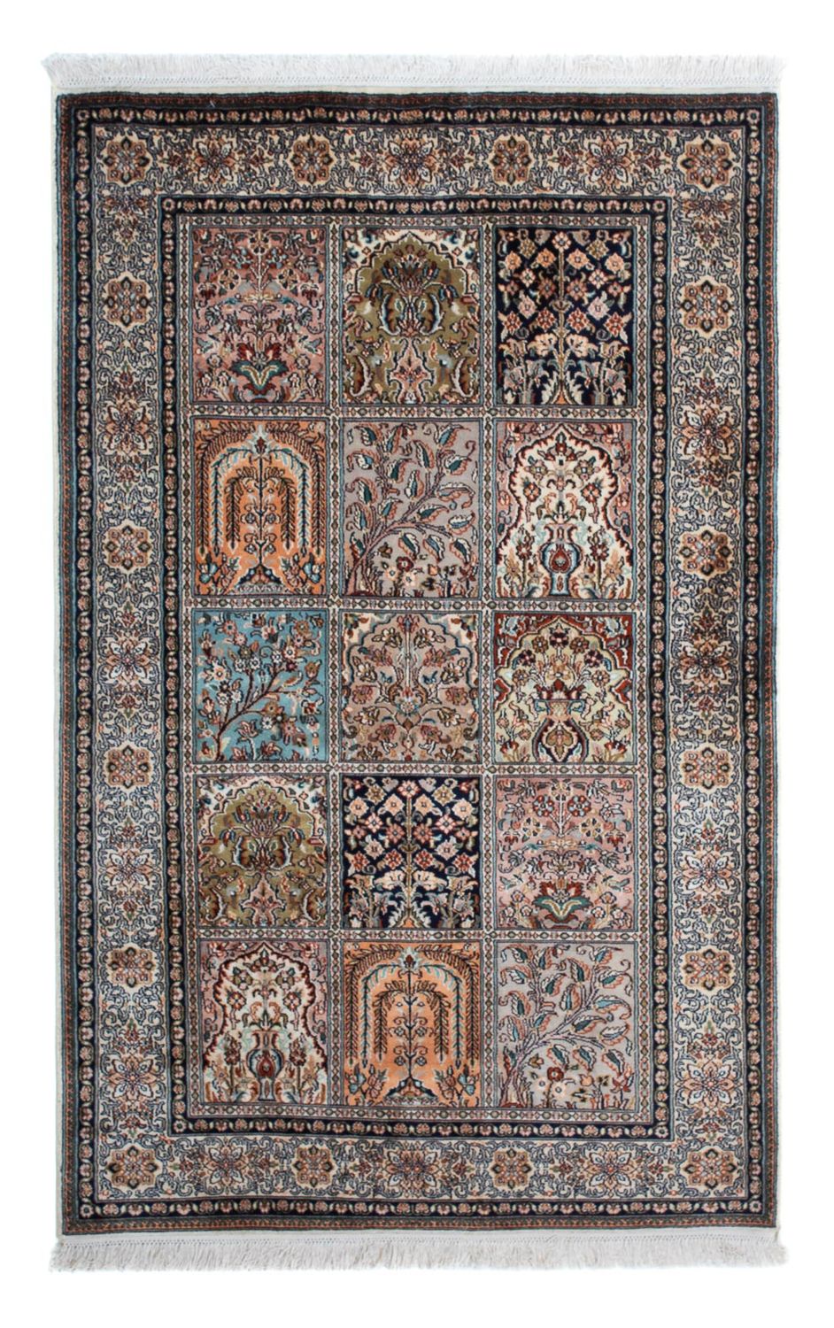 Zijden tapijt - Kashmir Silk - 152 x 96 cm - veelkleurig