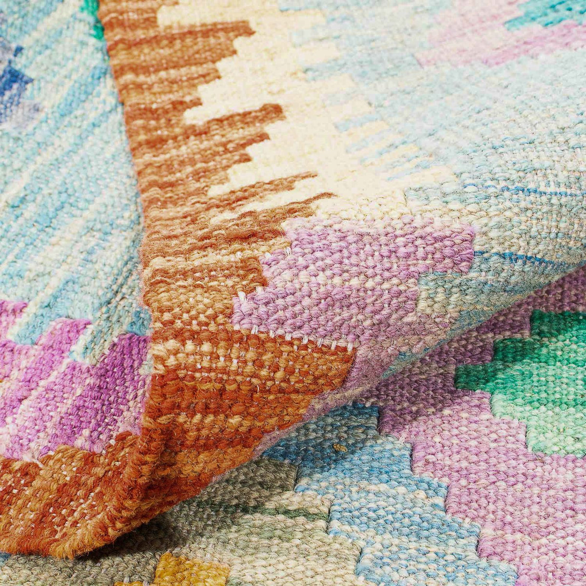 Kelim tapijt - Splash - 180 x 136 cm - lichtblauw