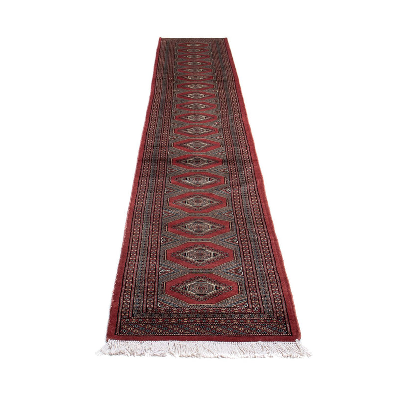 Loper Afghaans tapijt - Bukhara - 396 x 64 cm - donkerrood