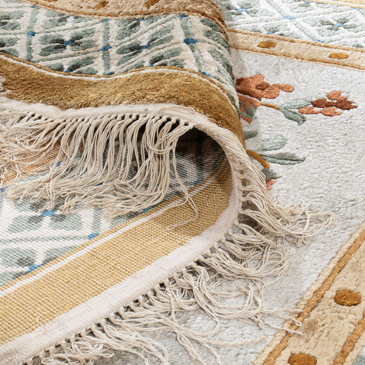 Zijden tapijt - China zijde - 154 x 93 cm - donker beige